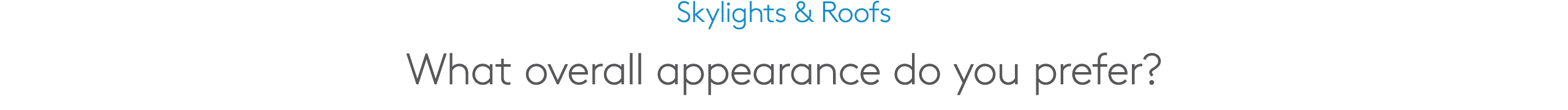 Skylights & Roofs What overall appearance do you prefer?